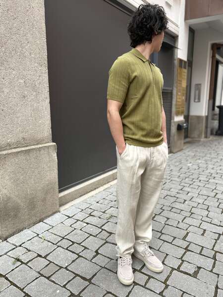 outfit male model green beige marcopolo