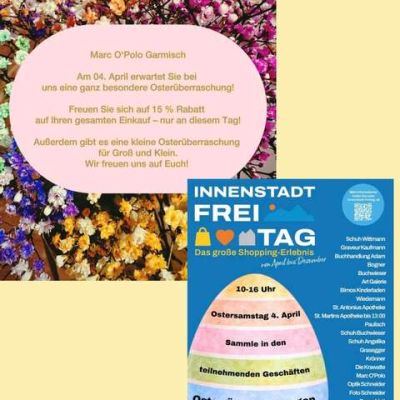 Innenstadt-Freitag (-Samstag) mit 15% Rabatt bei Marc O´Polo Garmisch